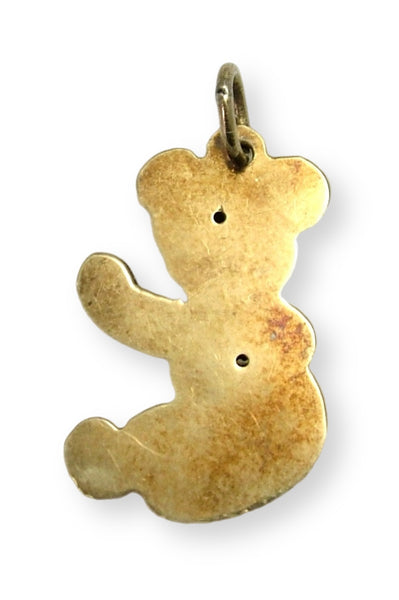 Vintage 1950's Hollow 14ct 14k Gold & Orange Enamel Teddy Bear Charm Gold Charm - Sandy's Vintage Charms