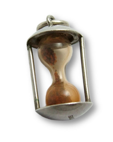 Vintage 1960's Silver Hourglass Egg Timer Charm with Moving Sand Silver Charm - Sandy's Vintage Charms