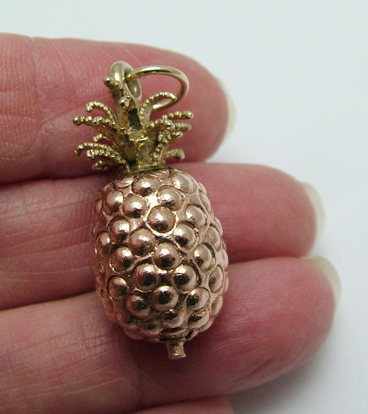 Very Heavy & Large Vintage 1960's Solid Two Colour 9ct Gold Pineapple Charm HM 1966 HGM Gold Charm - Sandy's Vintage Charms