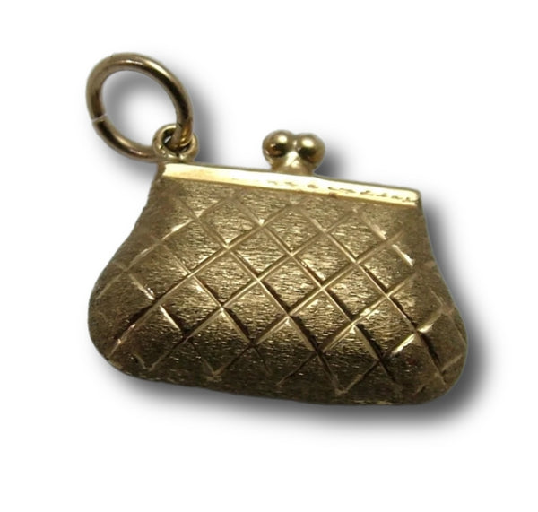 Vintage 1980's Hollow 9ct Gold Quilted Purse Charm Gold Charm - Sandy's Vintage Charms