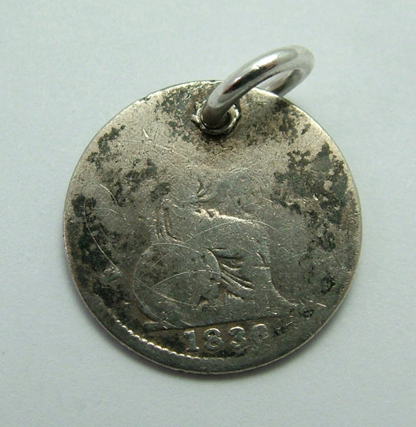 Antique Victorian Silver Pictorial Love Token Coin Charm Engraved with BOTTLE, GLASS & AT Love Token - Sandy's Vintage Charms