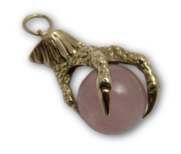 Large Vintage 1960's 9ct Gold & Rose Quartz Ball & Claw Charm Gold Charm - Sandy's Vintage Charms