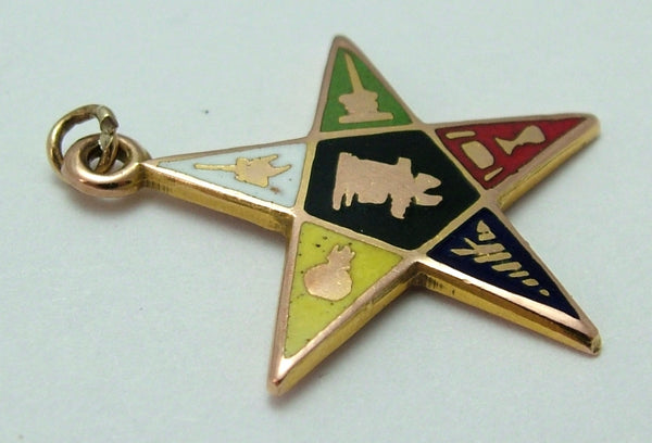 Vintage 1970's Solid 9ct Gold & Enamel Masonic Order of the Eastern Star Pendant/Charm Gold Charm - Sandy's Vintage Charms