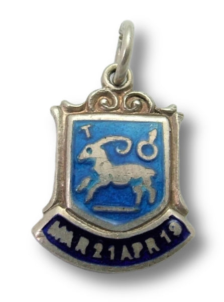 Vintage 1960's Silver & Enamel Shield Charm for the ZODIAC Sign of ARIES (Design B) Shield Charm - Sandy's Vintage Charms