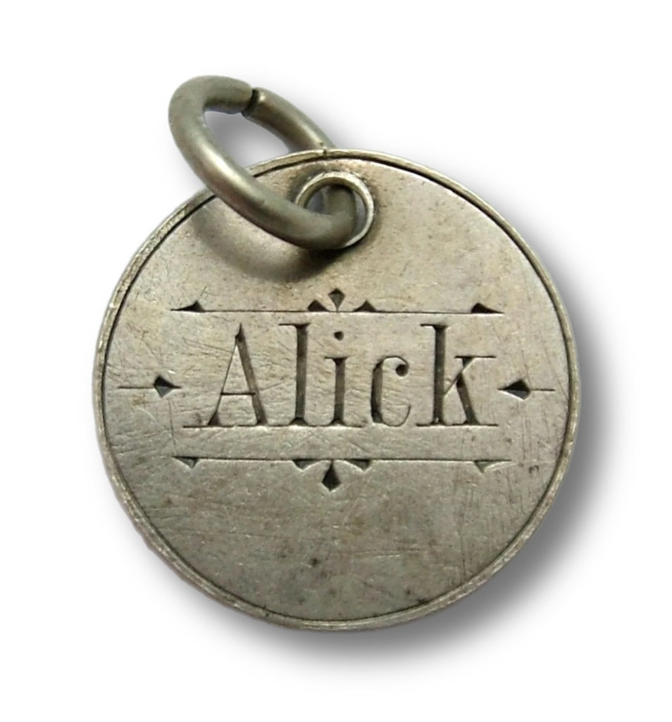 Antique Victorian Silver Engraved Love Token Coin Charm ALICK Love Token - Sandy's Vintage Charms