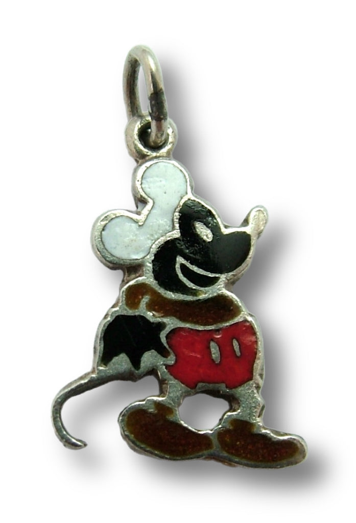 Small Vintage 1950's Silver & Enamel Mickey Mouse Charm Enamel Charm - Sandy's Vintage Charms
