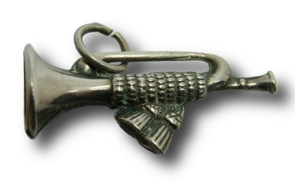 Antique Victorian Silver Puffed Bugle Charm Antique Charm - Sandy's Vintage Charms