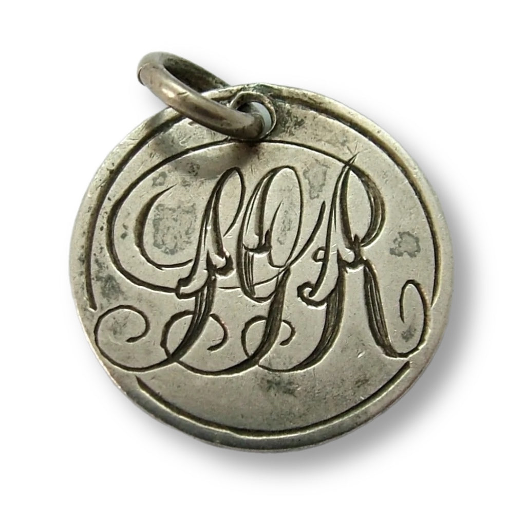 Antique Victorian Silver Engraved Love Token Coin Charm "SGR" Love Token - Sandy's Vintage Charms