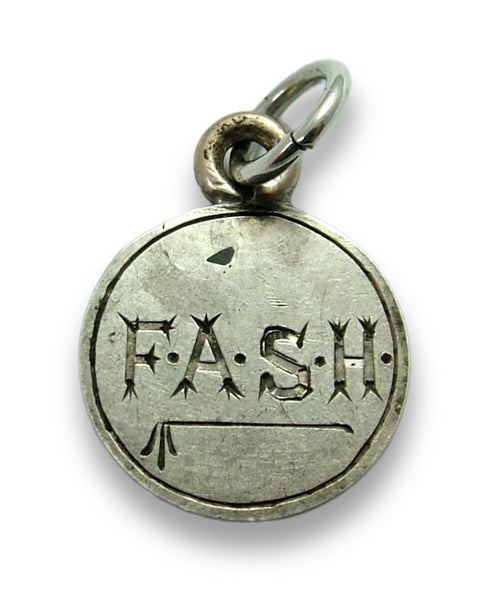 Tiny Antique Victorian Silver Engraved Love Token Coin Charm “FASH” Love Token - Sandy's Vintage Charms