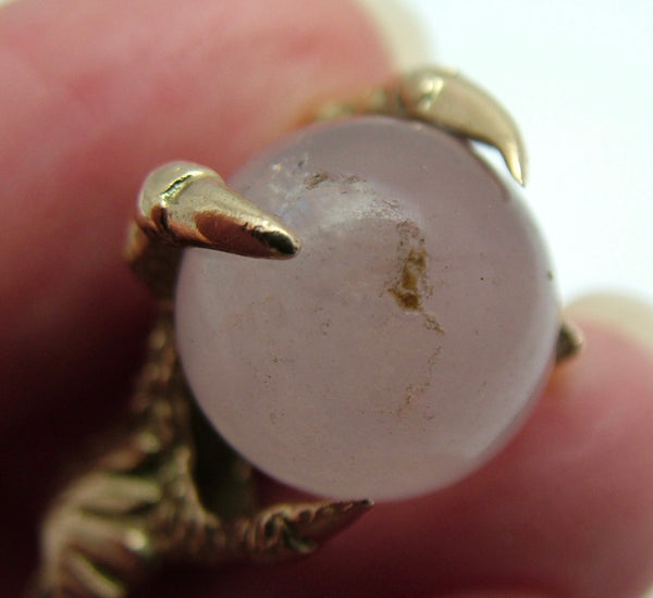 Large Vintage 1960's 9ct Gold & Rose Quartz Ball & Claw Charm Gold Charm - Sandy's Vintage Charms