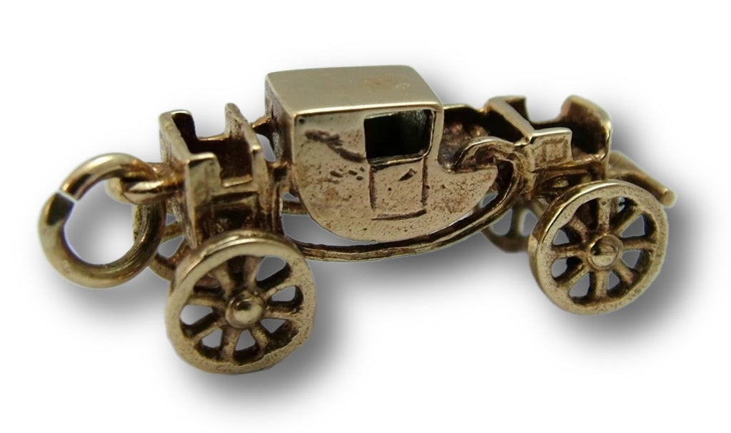 Vintage 1970's 9ct Gold Horse-drawn Carriage Charm with Moving Wheels Gold Charm - Sandy's Vintage Charms