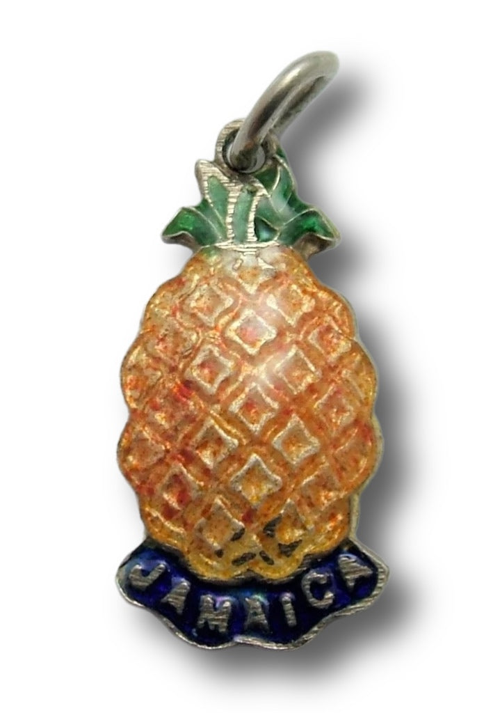 Vintage 1960's Silver & Enamel TLM Jamaica Pineapple Charm Enamel Charm - Sandy's Vintage Charms