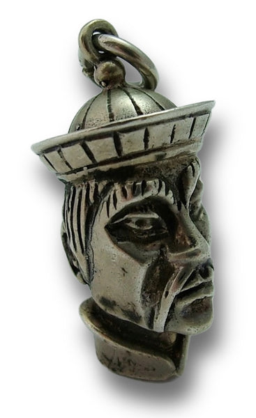 Large Vintage 1960's Solid Silver Head of an Asian Man Charm Silver Charm - Sandy's Vintage Charms