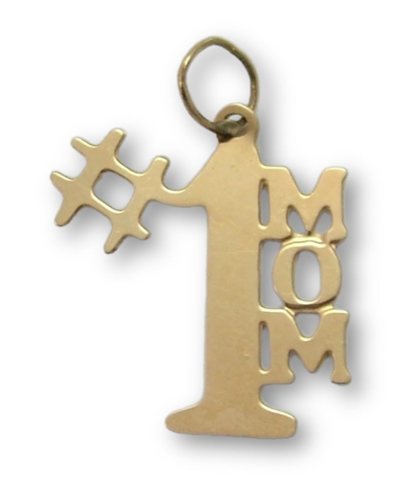 Modern Secondhand 14k 14ct Gold Letter “#1 MOM” Charm Gold Charm - Sandy's Vintage Charms