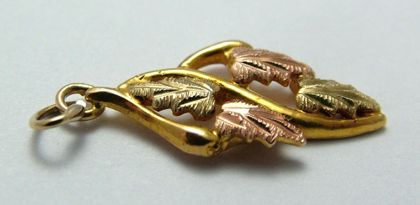 Vintage 1980’s 10ct 10k Three Colour Gold Leaf Charm or Pendant Gold Charm - Sandy's Vintage Charms