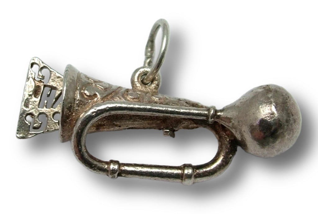 Vintage 1970's Silver Moving Car Horn Charm Music Notes Come Out Of The End Silver Charm - Sandy's Vintage Charms