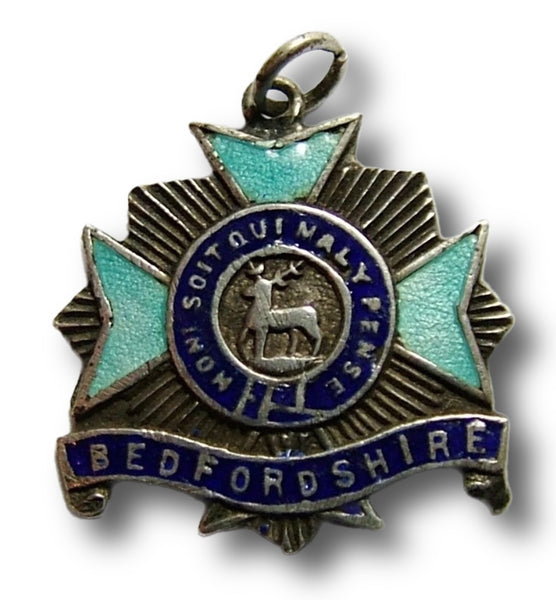 Antique WWI Silver & Enamel Bedfordshire Regiment Charm Antique Charm - Sandy's Vintage Charms