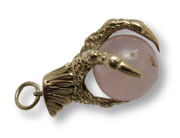 Large Vintage 1960's 9ct Gold & Rose Quartz Ball & Claw Charm Gold Charm - Sandy's Vintage Charms
