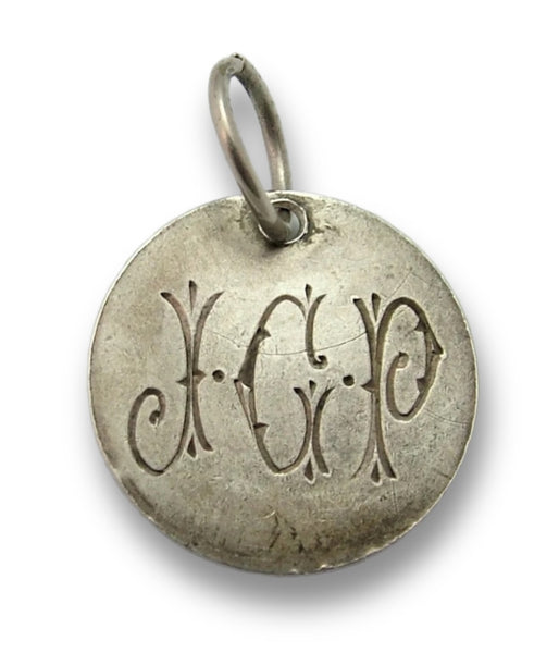 Antique Victorian Silver Engraved Love Token Coin Charm JGP Love Token - Sandy's Vintage Charms