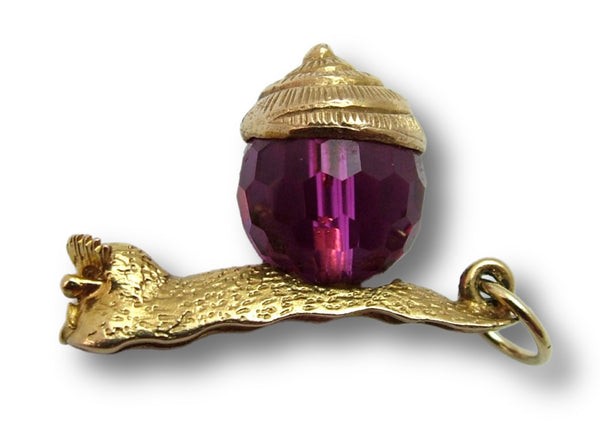 Large Vintage 1970's 9ct Gold & Pink Crystal Snail Charm HM 1972 Gold Charm - Sandy's Vintage Charms