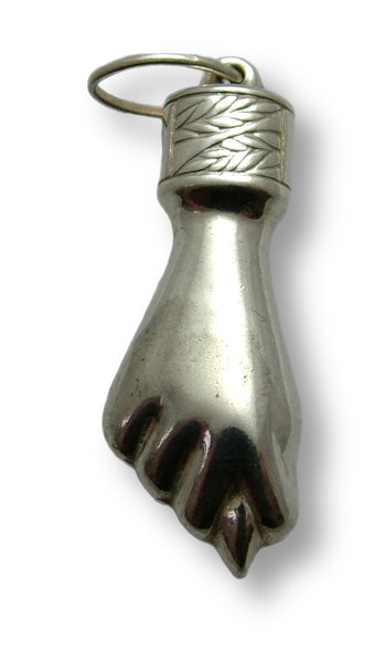 Large Vintage 1980’s Hollow Silver Figa Hand Charm Silver Charm - Sandy's Vintage Charms