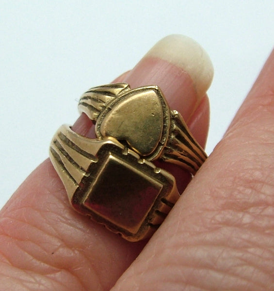 Vintage 1960's 9ct Gold Signet Rings Charm - Ladies & Gents HM 1969 Gold Charm - Sandy's Vintage Charms