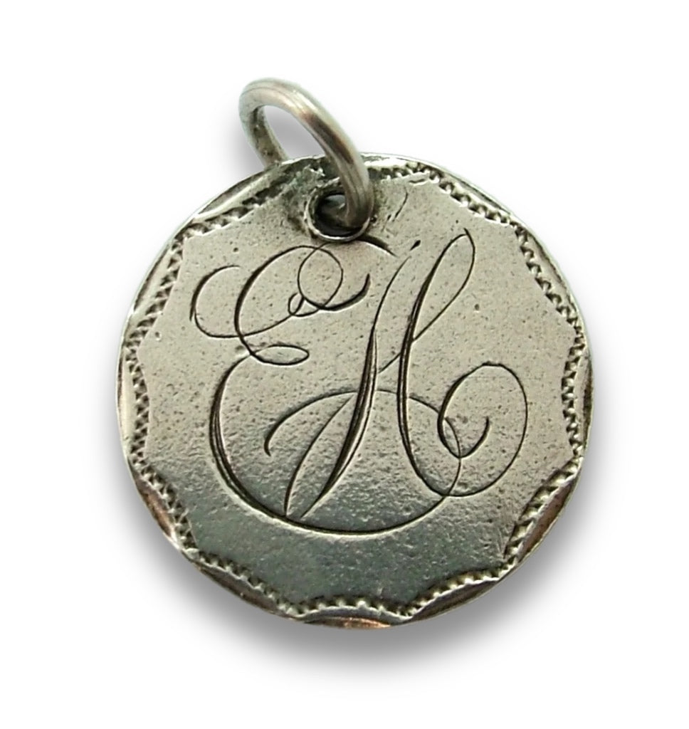 Antique Victorian Silver Engraved Love Token Coin Charm "EJC" Love Token - Sandy's Vintage Charms