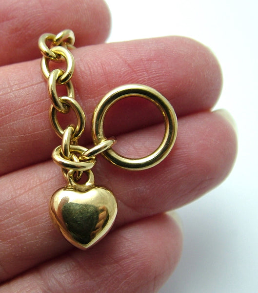 Vintage 1990’s Italian Solid 9ct 9k Yellow Gold Bracelet with Heart Charm Bracelet - Sandy's Vintage Charms