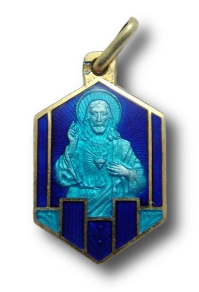 Vintage 1920's/30's Silver Gilt & Blue Enamel Religious Charm 1920s-1950s Charm - Sandy's Vintage Charms