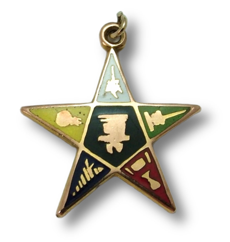 Vintage 1970's Solid 9ct Gold & Enamel Masonic Order of the Eastern Star Pendant/Charm Gold Charm - Sandy's Vintage Charms