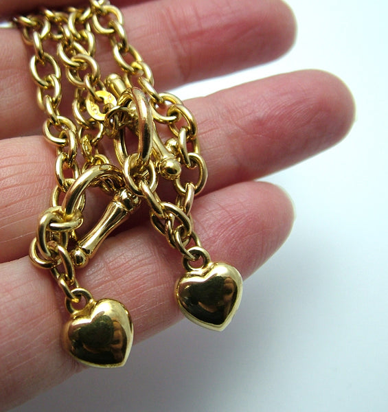 Vintage 1990’s Italian Solid 9ct 9k Yellow Gold Bracelet with Heart Charm Bracelet - Sandy's Vintage Charms