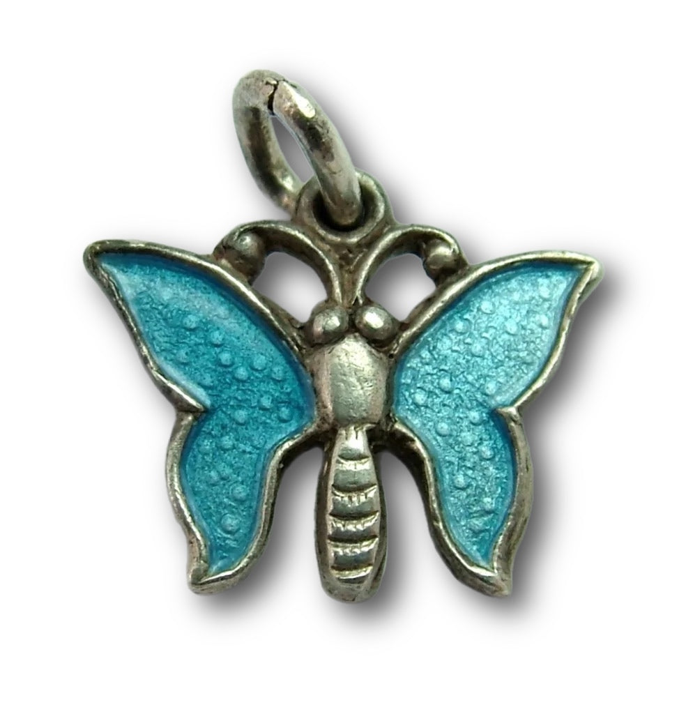 Small Vintage 1950's Silver & Turquoise Enamel Butterfly Charm Enamel Charm - Sandy's Vintage Charms
