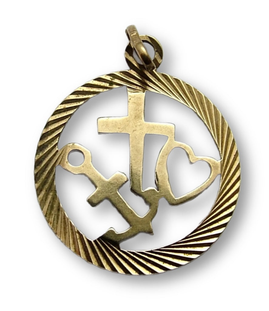 Vintage 1970's Solid 9ct Gold Faith, Hope & Charity Charm Gold Charm - Sandy's Vintage Charms