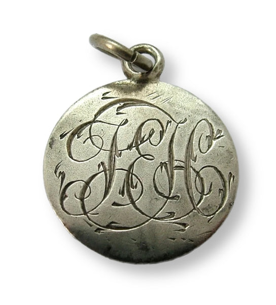 Antique Victorian Silver Engraved Love Token Coin Charm "JEH" Love Token - Sandy's Vintage Charms