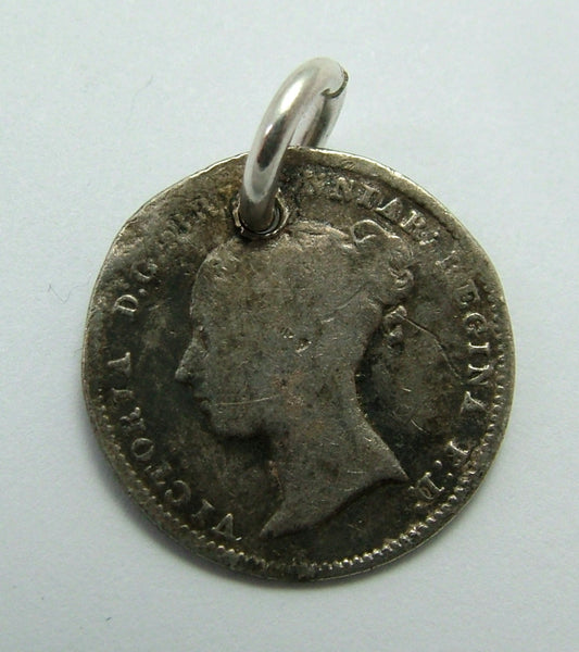 Antique Victorian Silver Pictorial Love Token Coin Charm Engraved with SCISSORS & EW Love Token - Sandy's Vintage Charms