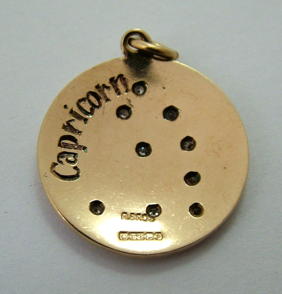 Vintage 1980's Solid 9ct Gold & Diamond Capricorn Zodiac Star Constellation Charm Gold Charm - Sandy's Vintage Charms