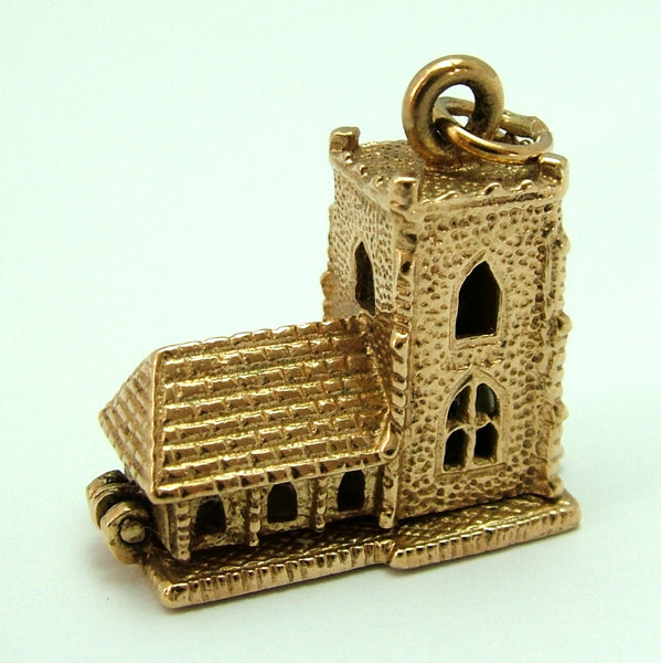 Very Heavy Vintage 1960's 9ct Gold Opening Church Charm With Enamel Wedding Inside Gold Charm - Sandy's Vintage Charms