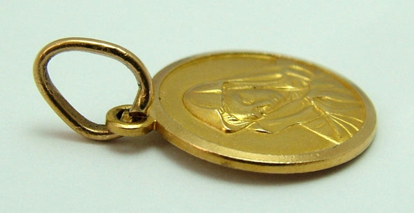 Vintage 1960's Solid 18k 18ct Gold Virgin Mary Disc Charm Gold Charm - Sandy's Vintage Charms