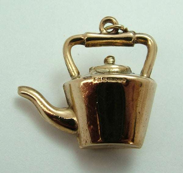 Large Vintage 1970's 9ct Gold Hollow Copper Kettle Charm HM 1973 Gold Charm - Sandy's Vintage Charms