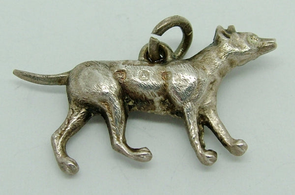 Antique Victorian Silver Puffed Dog Charm HM 1897 Antique Charm - Sandy's Vintage Charms