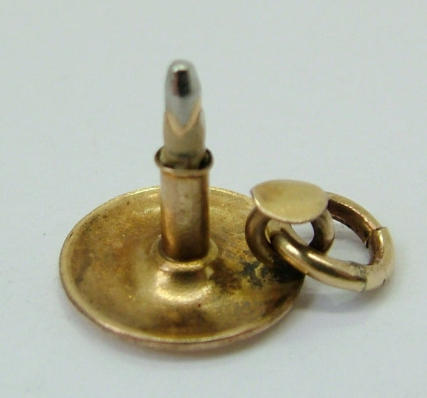 1940's Gold Plated Candle in a Holder Charm 1920s-1950s Charm - Sandy's Vintage Charms