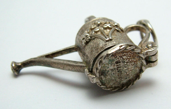 Large Vintage 1970's Silver Opening Watering Can Charm Flower Inside Silver Charm - Sandy's Vintage Charms
