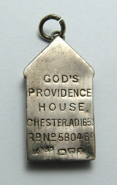 Antique Edwardian Hollow Silver Chester “God’s Providence House” Charm HM 1910 Antique Charm - Sandy's Vintage Charms