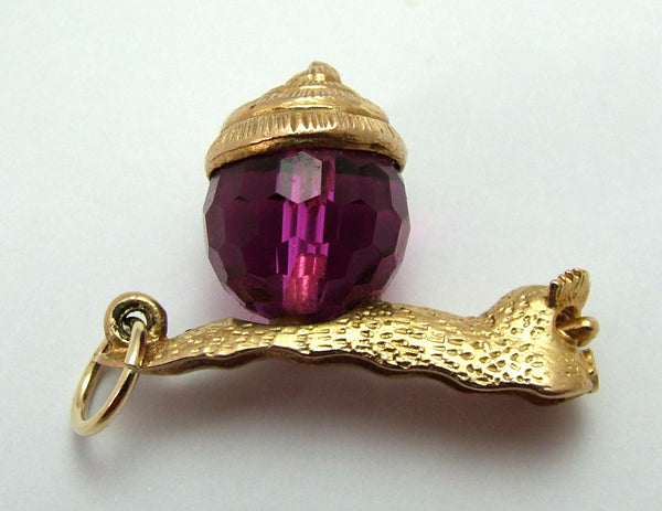 Large Vintage 1970's 9ct Gold & Pink Crystal Snail Charm HM 1972 Gold Charm - Sandy's Vintage Charms