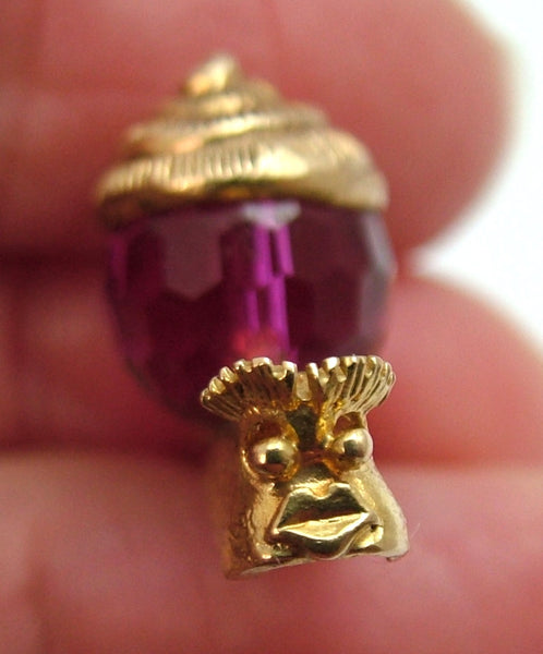 Large Vintage 1970's 9ct Gold & Pink Crystal Snail Charm HM 1972 Gold Charm - Sandy's Vintage Charms