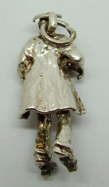 1970's Solid Silver Charm Teacher/School Master with Cane Silver Charm - Sandy's Vintage Charms