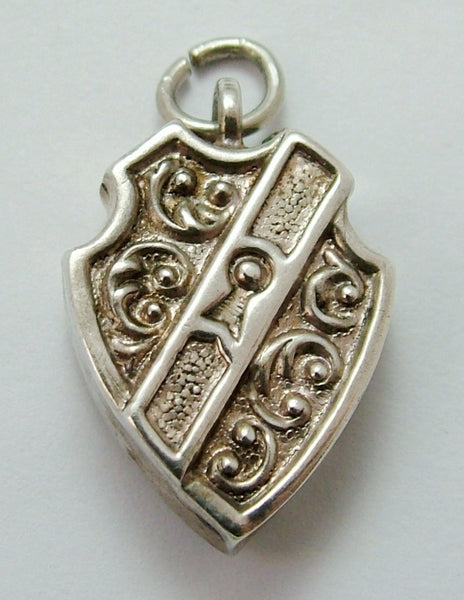 Antique Victorian c1890 Puffed Silver Padlock or Heart Lock Charm Antique Charm - Sandy's Vintage Charms