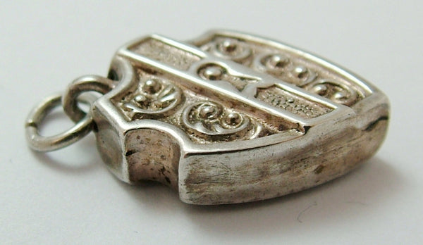 Antique Victorian c1890 Puffed Silver Padlock or Heart Lock Charm Antique Charm - Sandy's Vintage Charms