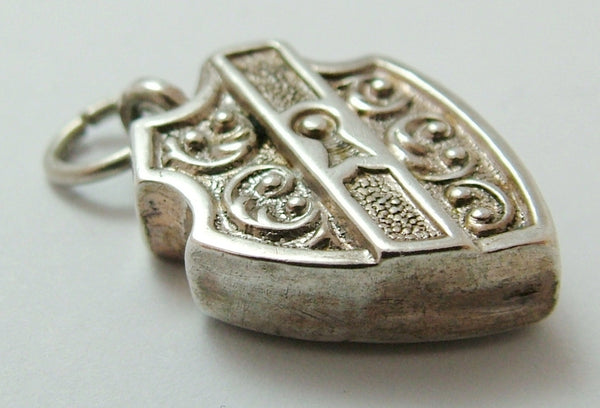 Antique Victorian c1890 Puffed Silver Padlock or Heart Lock Charm Antique Charm - Sandy's Vintage Charms