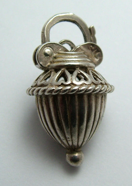 Vintage 1960's Silver Fancy Padlock Charm or Bracelet Fastener Silver Charm - Sandy's Vintage Charms